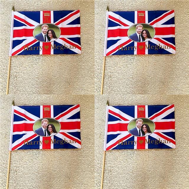 Prince Harry & Meghan Markle Wedding Engagement Sleeved Flag for Boats 45 x 30cm 