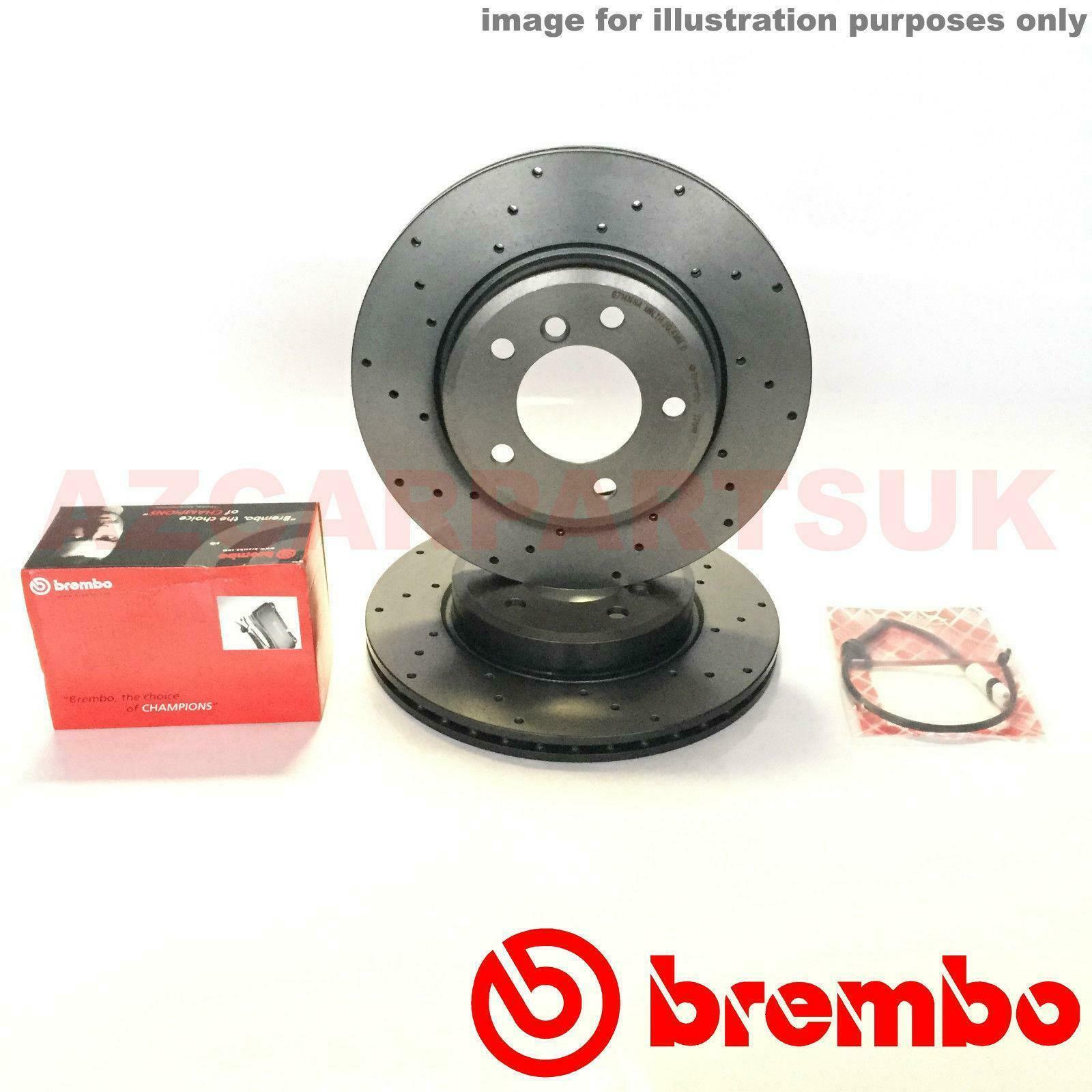 Front Drilled Brake Discs + Pads + Sensor Kit For BMW E46 330ci, 330i, 330d