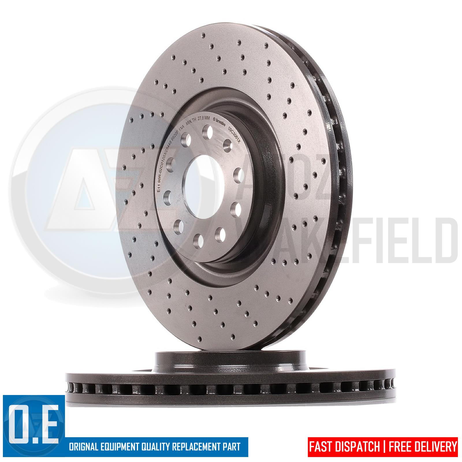 FOR AUDI S3 8V VW GOLF R MK7 FRONT DRILLED BREMBO XTRA BRAKE DISCS