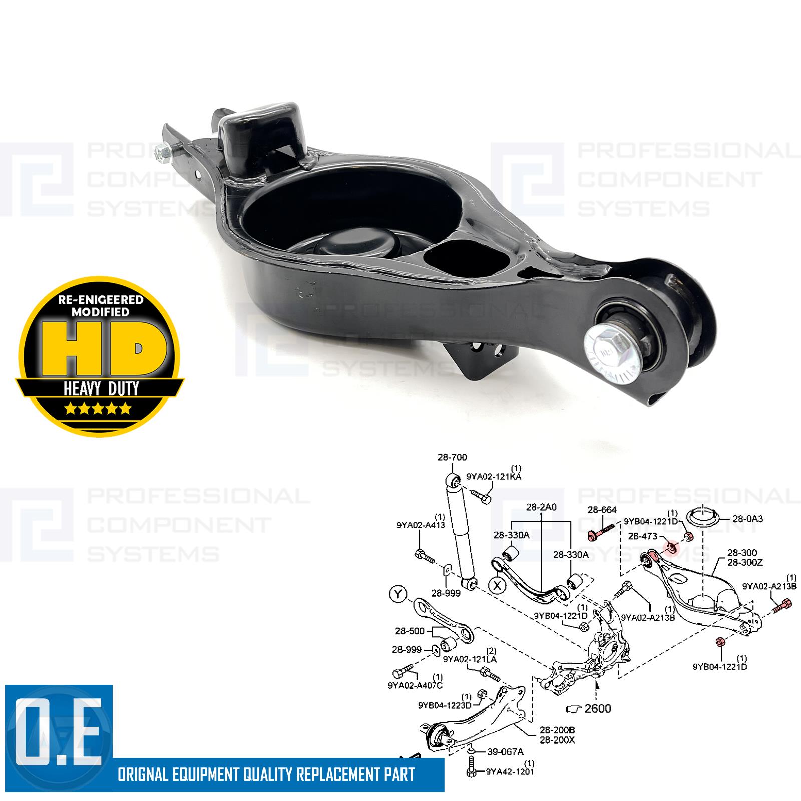 thumbnail interactive-video image 1 of HSCA Rear Lower Left Wishbone Control Arm For Mazda 6 2008-2013 – With Bushing 1 of 2
