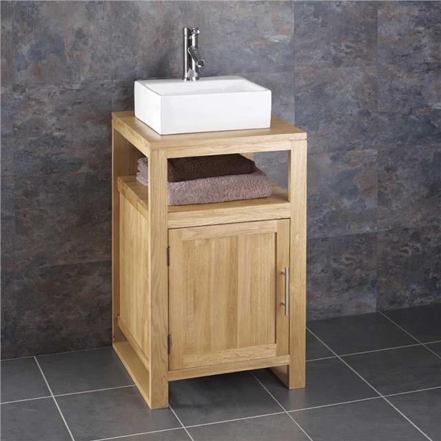 Small Vanity Unit 460mm X 460mm Freestanding Oak Bathroom Cabinet Sink Basin 5060472884824 Ebay