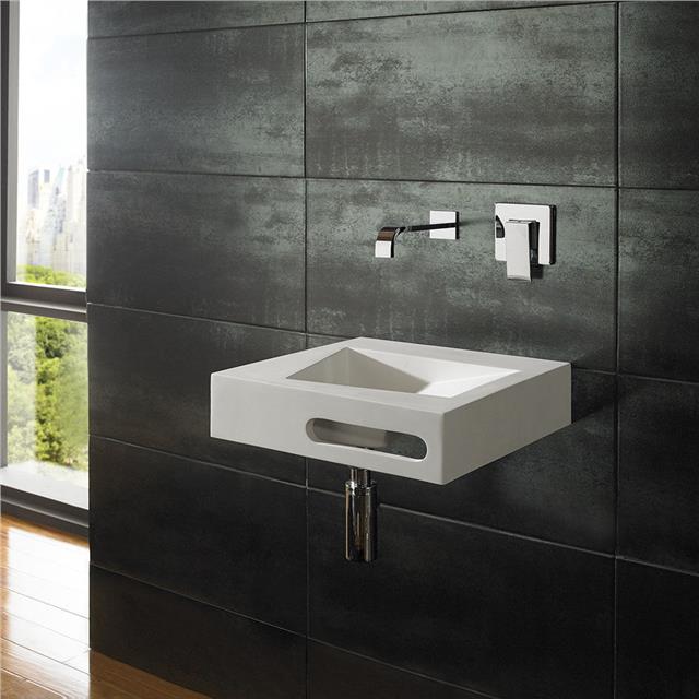 Stone Resin Basin Wall Mounted Modern 400mm x 400mm Bathroom Washbasin