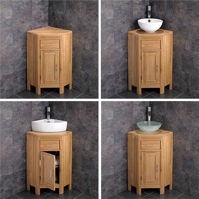 Vanity Unit Corner Cloakroom Cabinet Solid Oak Ceramic Bowl Basin Various Set - Solid Wood Cloakroom Vanity Unit Vanity Unit Corner Cloakroom Cabinet Solid Oak Ceramic Bowl Basin Various Set - Solid Wood Cloakroom Vanity Unit