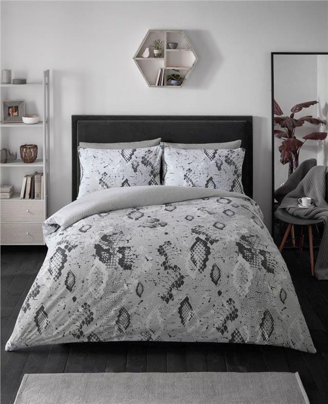 Grey Snake Skin Duvet Sets Quilt Cover Bed Set Animal Print