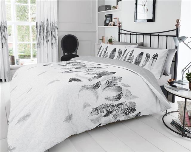 Duvet Sets White Grey Dream Catcher Feathers New Quilt Cover