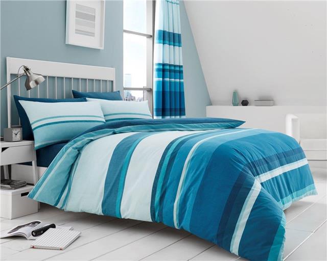 Stripe Duvet Cover Bed Sets In Taupe, Teal And Grey Bedding Sets