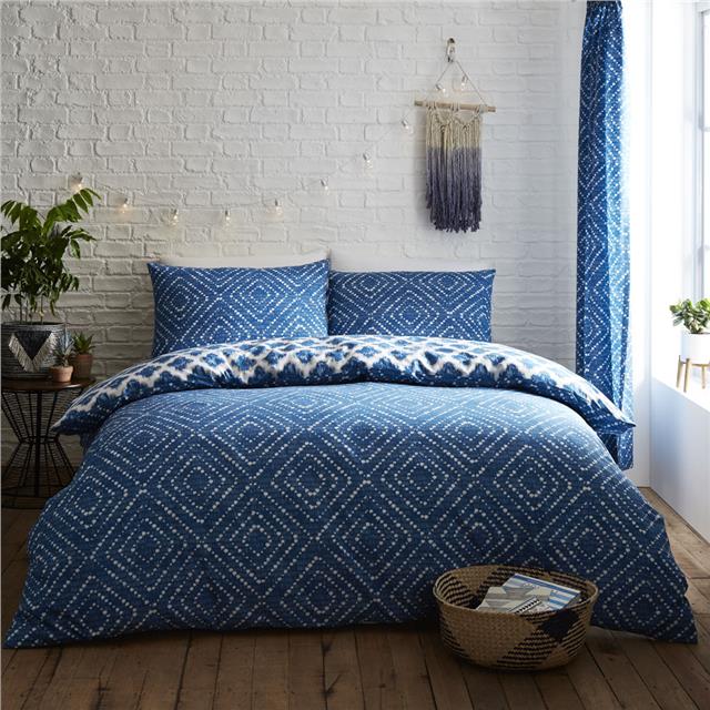 Duvet Set Blue White Geometric Aztec Diamond Quilt Cover Bedding