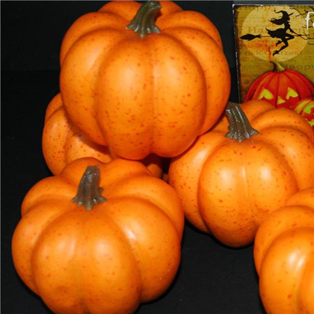 6 Artificial 11cm Pumpkins Autumn Halloween Harvest Fall