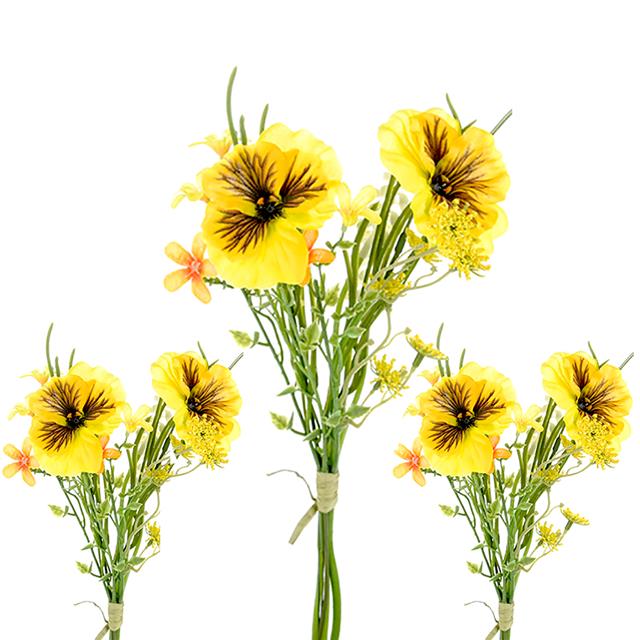 3 x Artificial Yellow Pansy Wild Flower Bundle - Spring ...