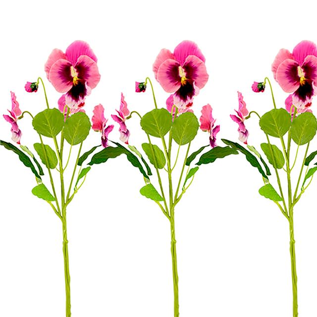 4 x Artificial 26cm Pansy Bushes Pink or Purple