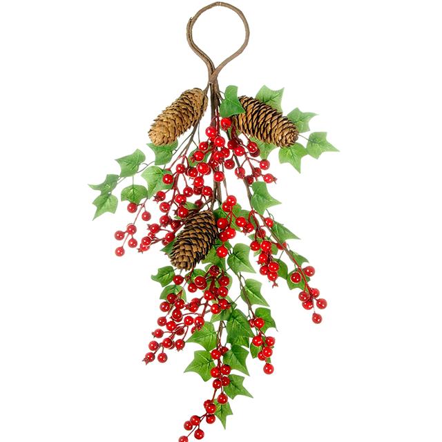 Wreath Christmas Artificial Red Berry & Ivy Leaf Garland Choose Teardrop 