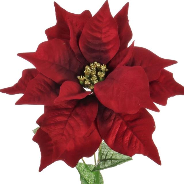 Artificial Poinsettia Stems | Set Of 3 Faux Flowers | Shelf Edge UK