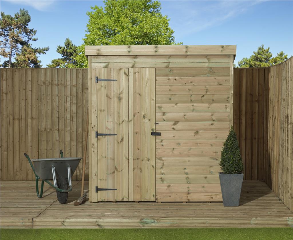 WOODEN GARDEN SHED 7X5 PENT SHED PRESSURE TREATED TONGUE AND GROOVE NO ...