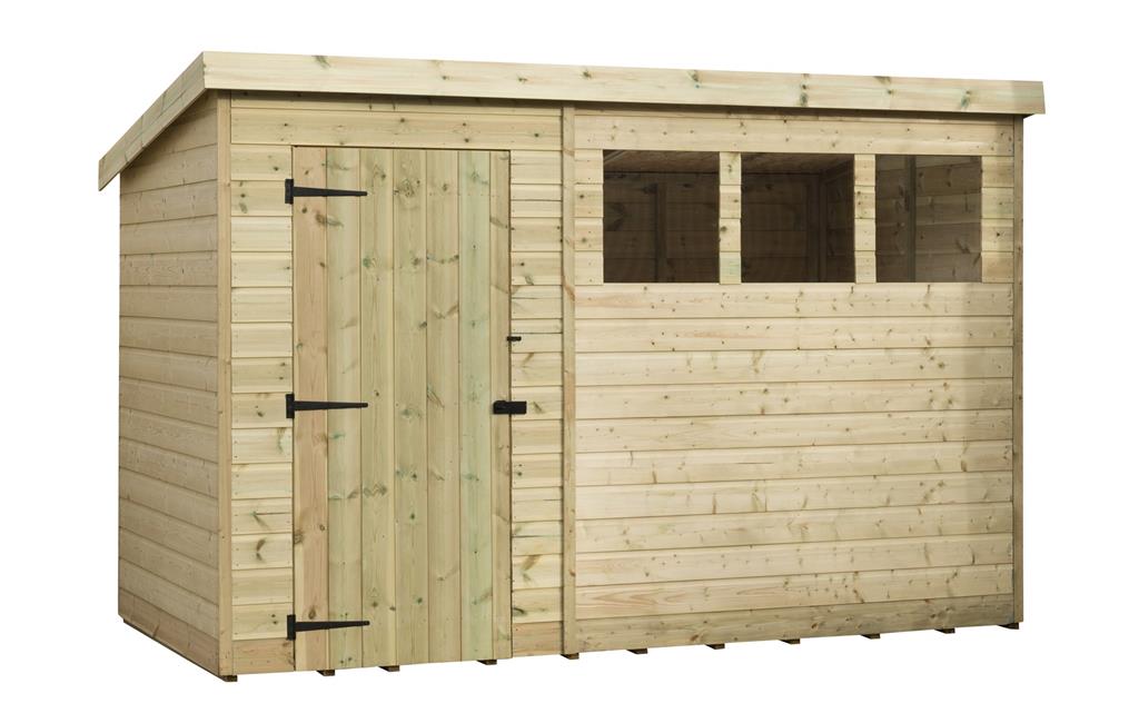 10x6 garden shed shiplap pent shed tanalised windows