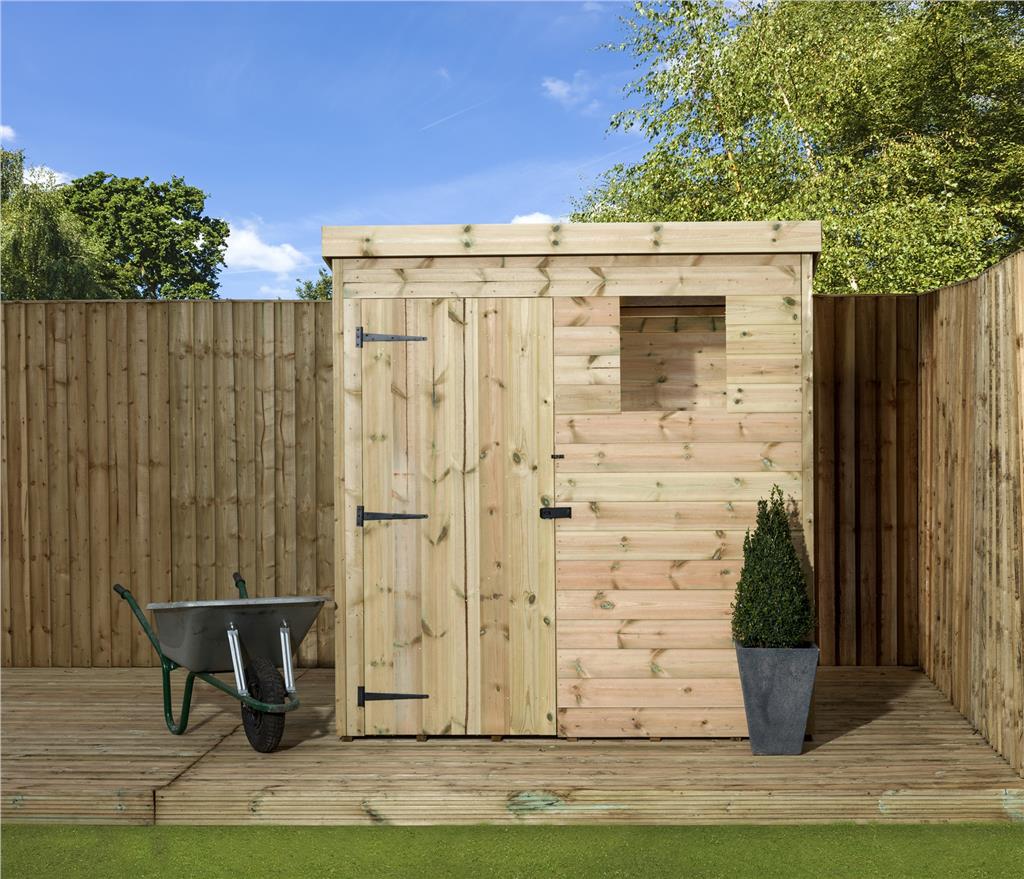 6X4 GARDEN SHED SHIPLAP PENT ROOF TANALISED WINDOWS 