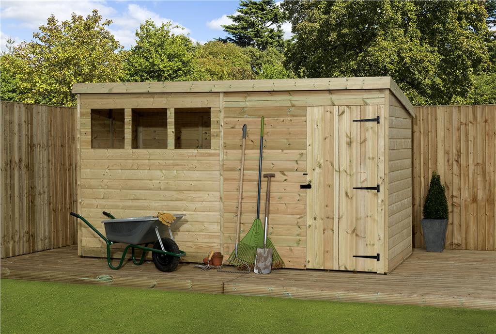 Empire 1500 Pent Garden Shed 14X7 SHIPLAP T&G WINDOWS PRESSURE TREATED ...