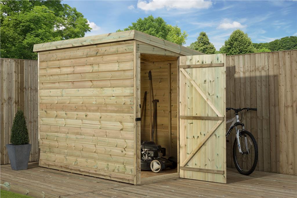 8x4 garden shed shiplap pent roof tanalised pressure