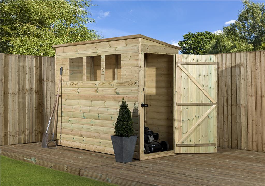 garden shed 6x3 7x3 8x3 shiplap pent tanalised 3 windows