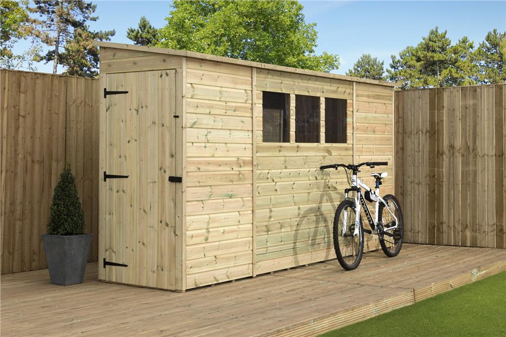 reversed pent shed 9x3 10x3 12x3 14x3 tanalised t&g 3