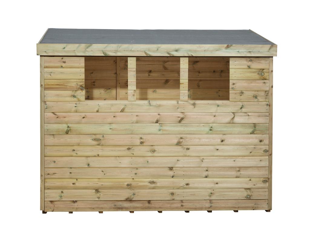6X3 7X3 8X3 GARDEN SHED PENT TANALISED 3 WINDOWS LOW SIDE 