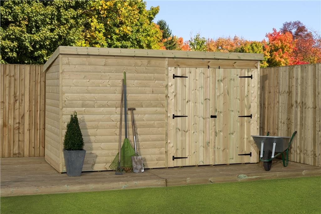 GARDEN SHED 10X6 12X6 14X6 PRESSURE TREATED T&amp;G PENT 