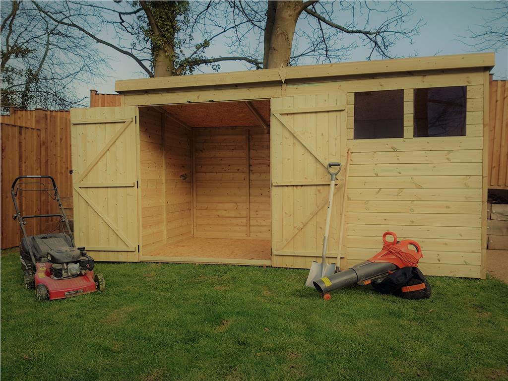 GARDEN SHED 10X6 12X6 14X6 PRESSURE TREATED T&amp;G PENT ...