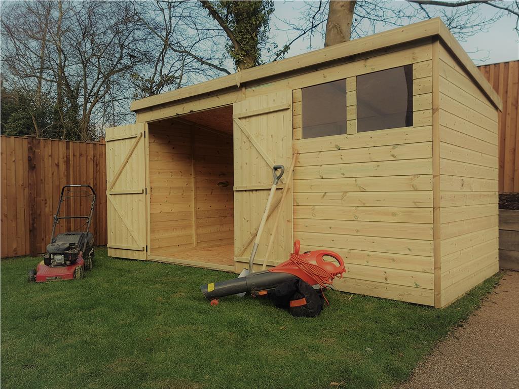 GARDEN SHED 10X6 12X6 14X6 PRESSURE TREATED T&amp;G PENT 