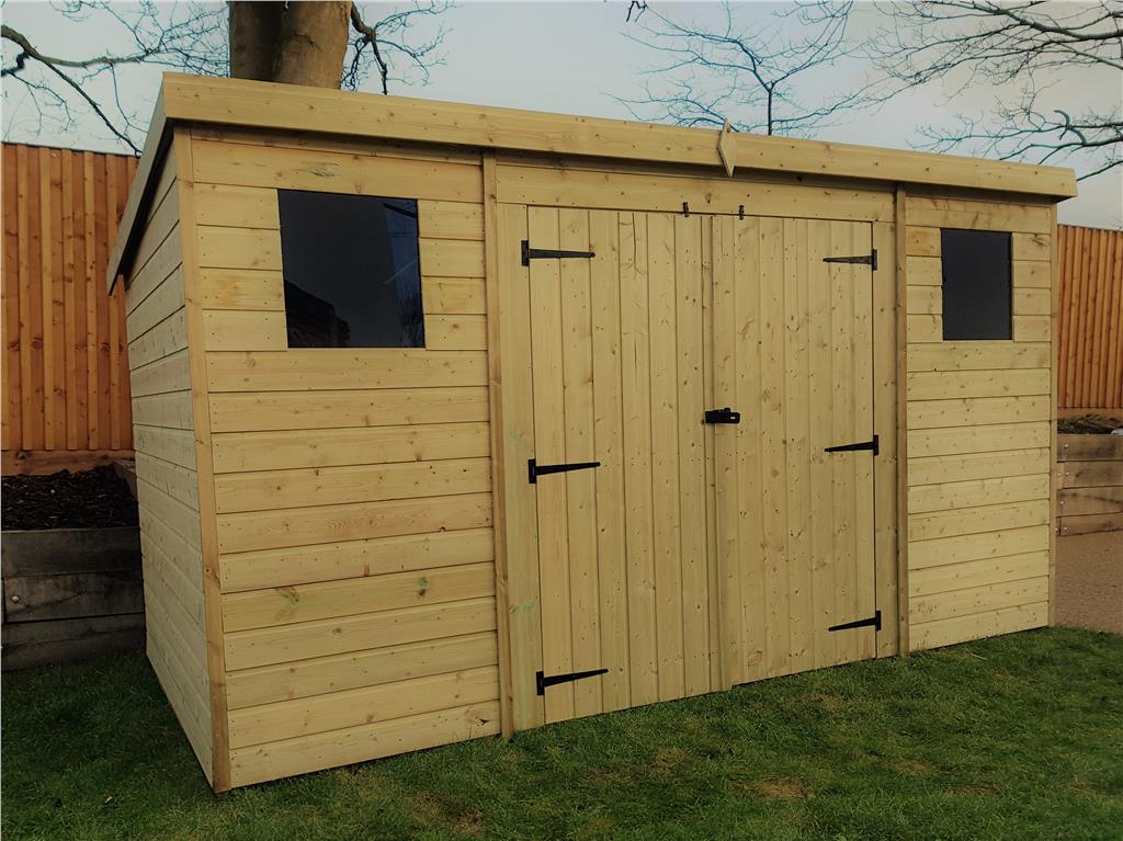 WOODEN GARDEN SHED 10X7 12X7 14X7 PRESSURE TREATED TONGUE 
