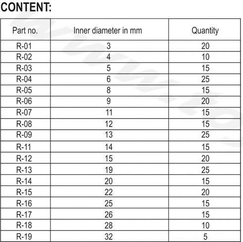 Yato YT-06880, external circlips retaining rings assorted 300 pcs - Gobest