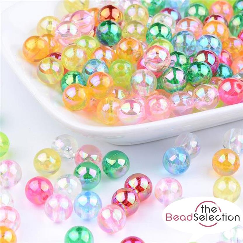 TOP QUALITY PLATED ACRYLIC BEADS MIXED COLOURS choose 10mm 12mm 14mm