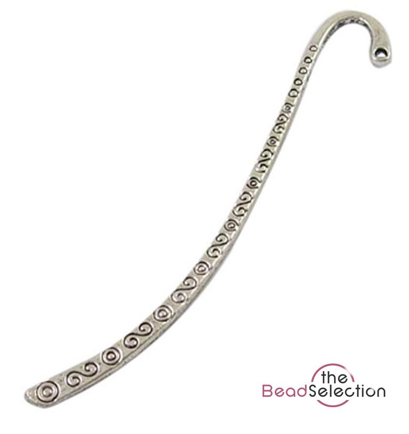 10pcs Tibetan Zinc Alloy Bookmark Blanks Silver Plated Carved Eyelet Marker 84mm