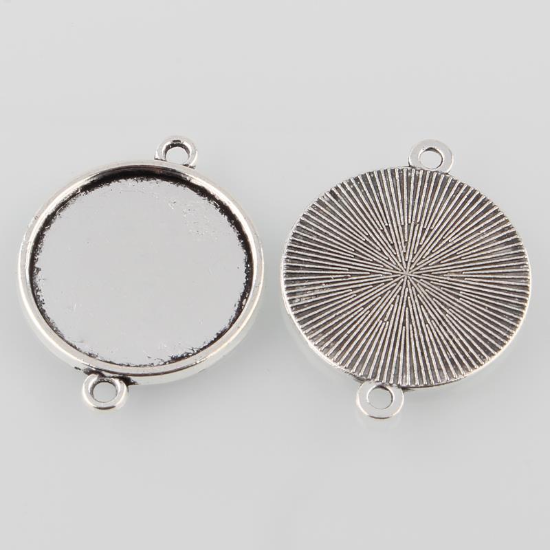 10 argent antique 25 mm Cabochon Connecteur Plateau paramètres pour fabrication de bijoux