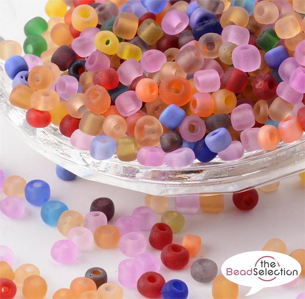 75g FROSTED GLASS SEED BEADS 11//0 2mm 8//0 3mm 6//0 4mm