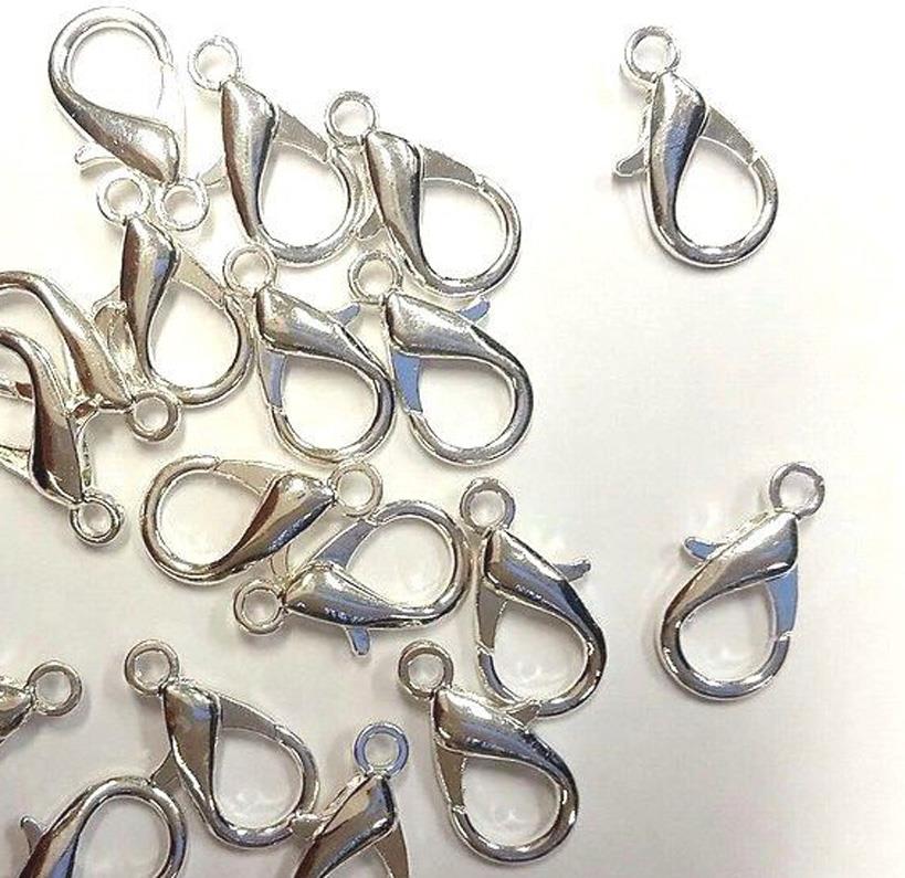 LOBSTER TRIGGER CLASPS LARGE 21mm 20 PER BAG SILVER PLATED AG16