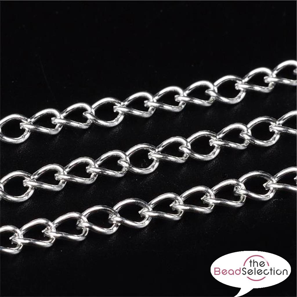 4 Mtrs SILVER PLATED TWIST CURB CHAIN 5mm X 3.5mm CH17 eBay