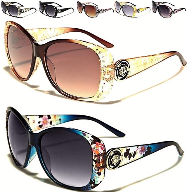 Designer Kleo Luxury Sunglasses Diamante Ladies Women Flower Large Wrap Uv400 Ebay
