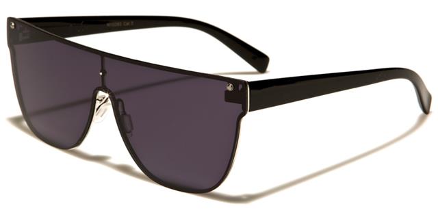 FEISEDY Mirrored Oversized Rimless Sunglasses for Women Men Flat Top Shield Wrap Square UV400 B2761 