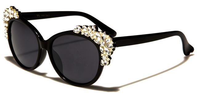 Nouveau vg femme designer cat eye noir vintage strass UV400 lunettes de soleil