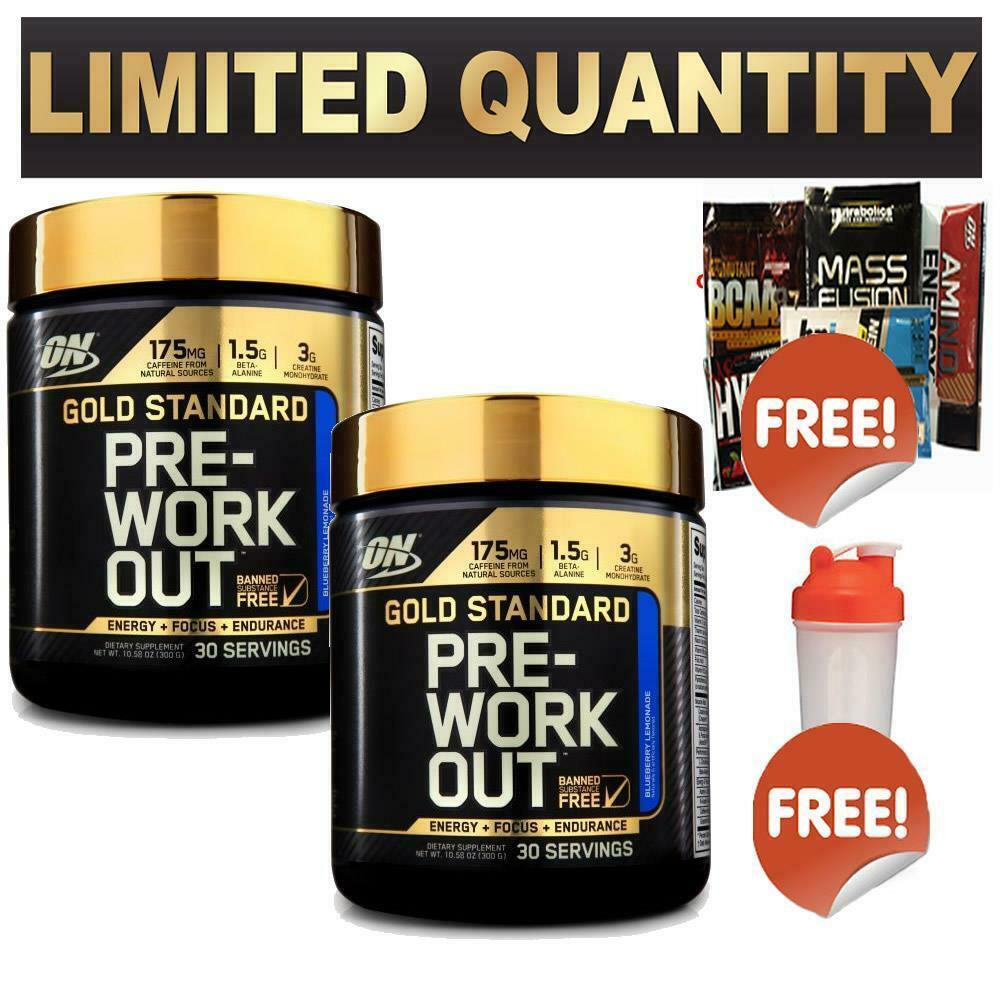 2 X OPTIMUM NUTRITION GOLD STANDARD PRE WORKOUT 30 SERVES PRE 300 GM ON