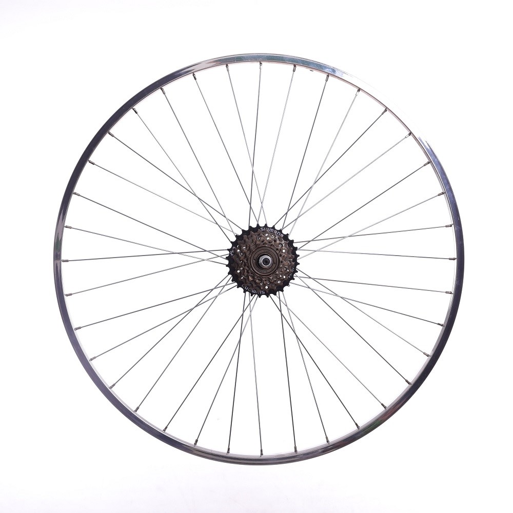 6 SPEED 27 x 11/4 REAR Alloy Bike / Cycle Wheel Nutted Axle Shimano