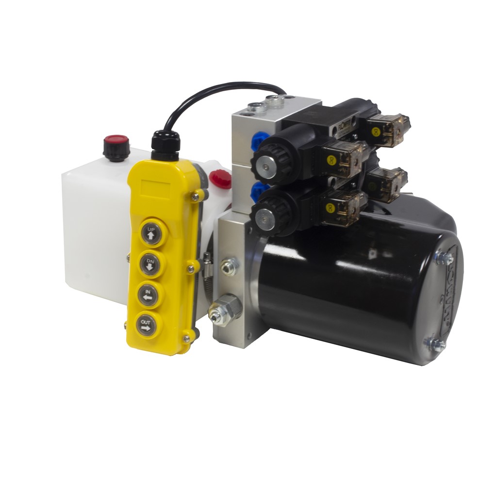 Flowfit 24V DC Double Acting, Double Solenoid Hydraulic Power pack, with Four Bu - Picture 2 of 5