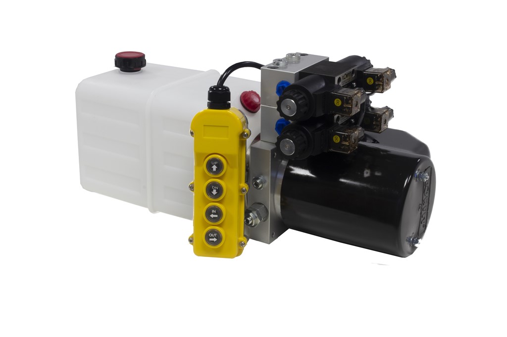 Flowfit 24V DC Double Acting, Double Solenoid Hydraulic Power pack, with Four Bu - Picture 3 of 5