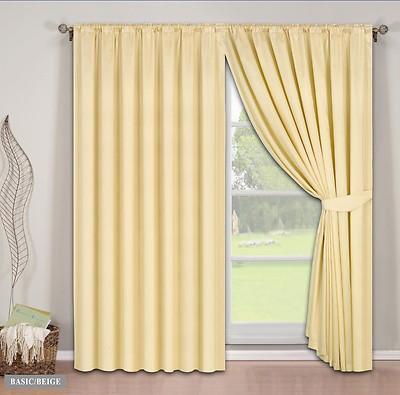 Pair Harlington Lined Faux Silk Tab Top Curtains Range 5 Colours Available 