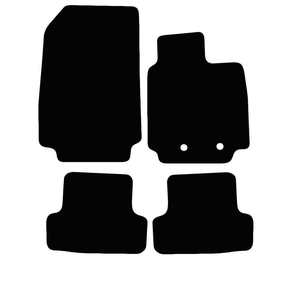 Tailored Black Car Floor Mats Carpets 4pc Set with Clips for Renault
