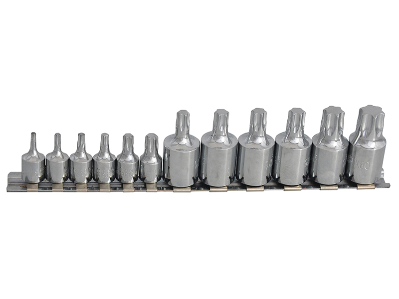 12pc 1//4/" /& 3//8/" T10 To T55 Torx//Star Bit Socket Set CRV Steel Workshop Garage