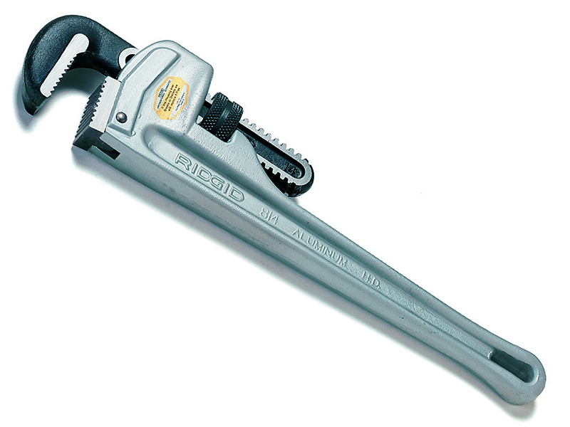 Clé Plomberie Aluminium RIDGID Clé Serre-tubes Coudée RIDGID 31125 En Aluminium - 450 Mm, Pour Tuyaux De 25 à 65 Mm Clé 31125 Légère Robuste