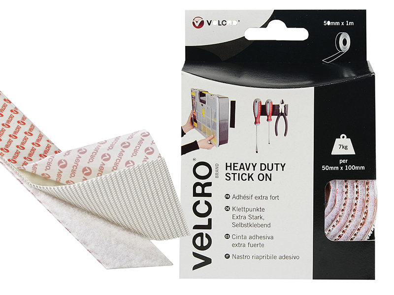 Cinta de velcro resistente Pegar En Rollo Adhesivo Negro 50mm X 1m