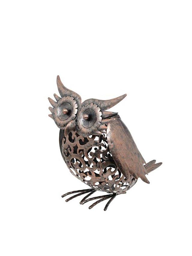 Smart Garden Solar Powered Metal Owl Decorative Silhouette Scroll LED