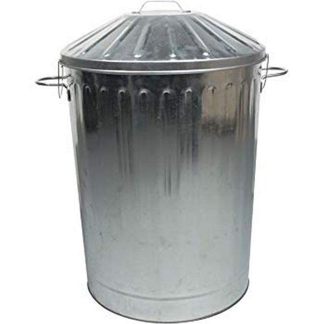 2 x GALVANISED 90L STEEL DUSTBIN BIN AND LID FOR STORAGE ANIMAL FEED