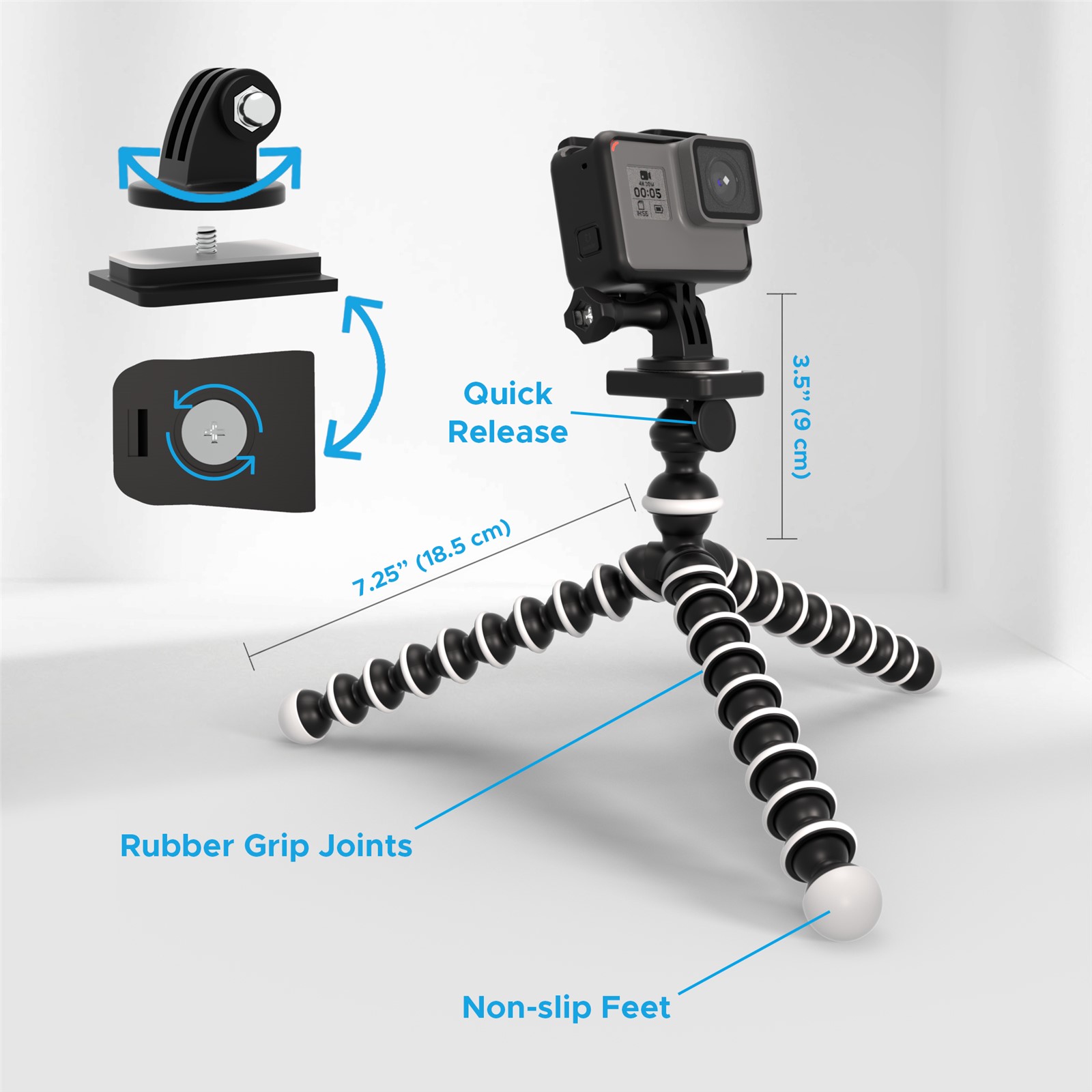 Flexible Tripod Stand Mini Mount Tripods For Gopro Hero 12 11 10 9 8 7 6 5  4 3 Digital Action Camera
